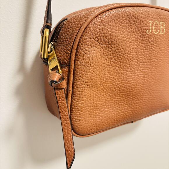 J Crew Bag Womens One Size Brown Pebbled Leather Crossbody Purse Monogram - Picture 7 of 12